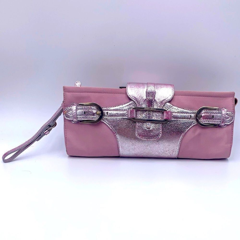 Auth Preloved Jimmy Choo Pink Satin Evening Wristlet Bag. Very Good Condition.